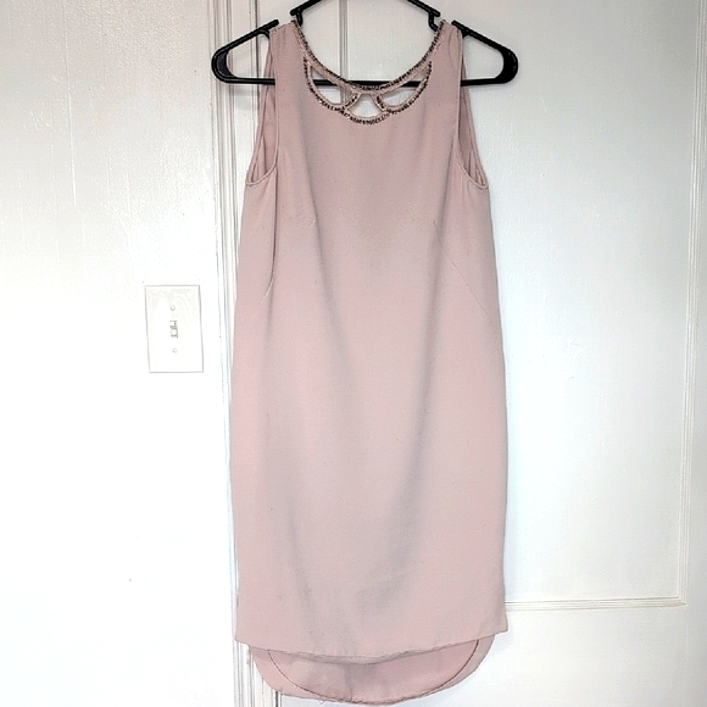 3/$20 H&M Beaded Neckline Cream Shift Dress Gatsby 20s Flapper Style Size 2
